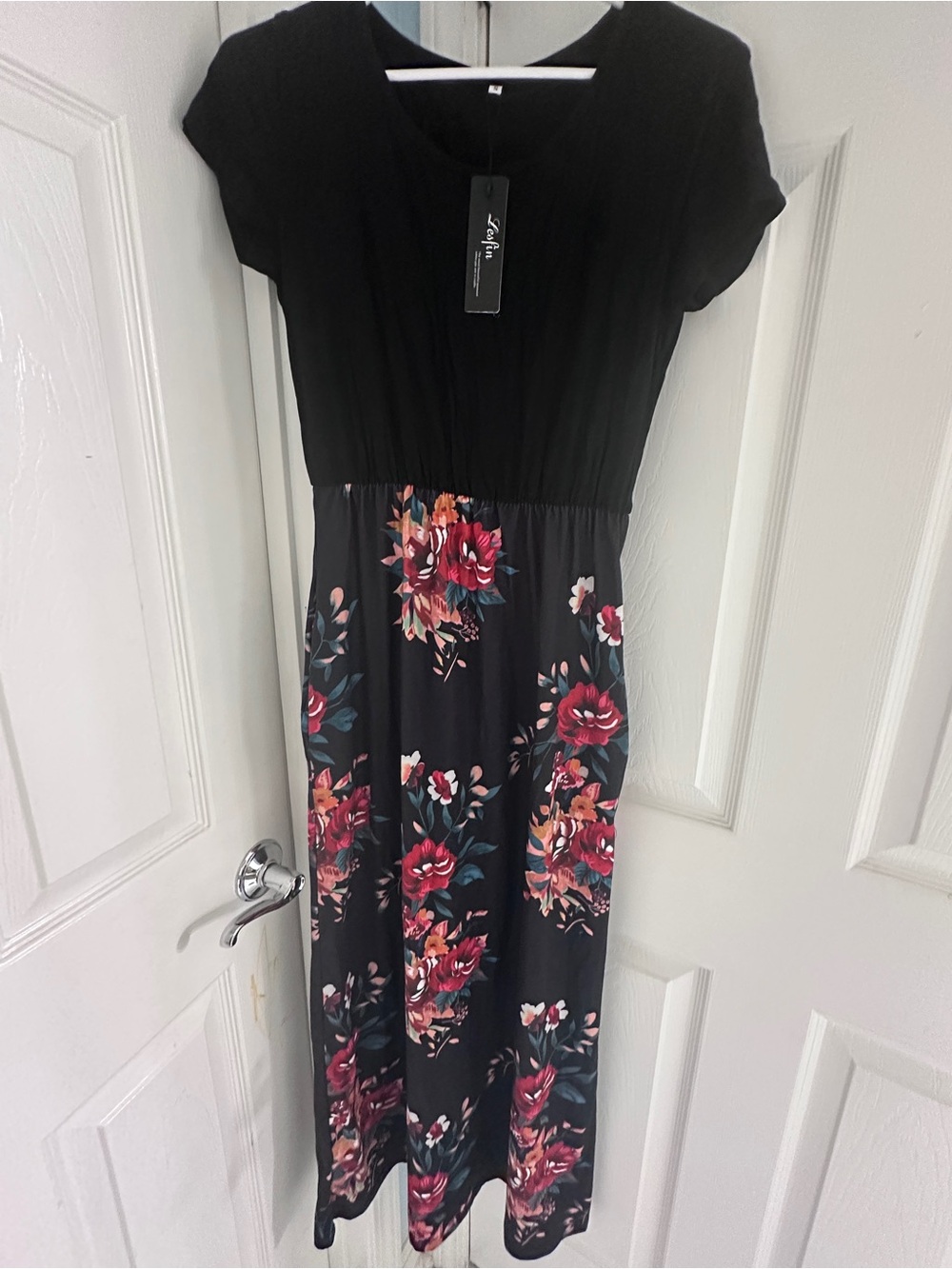 Black Floral Maxi Dress - Women's